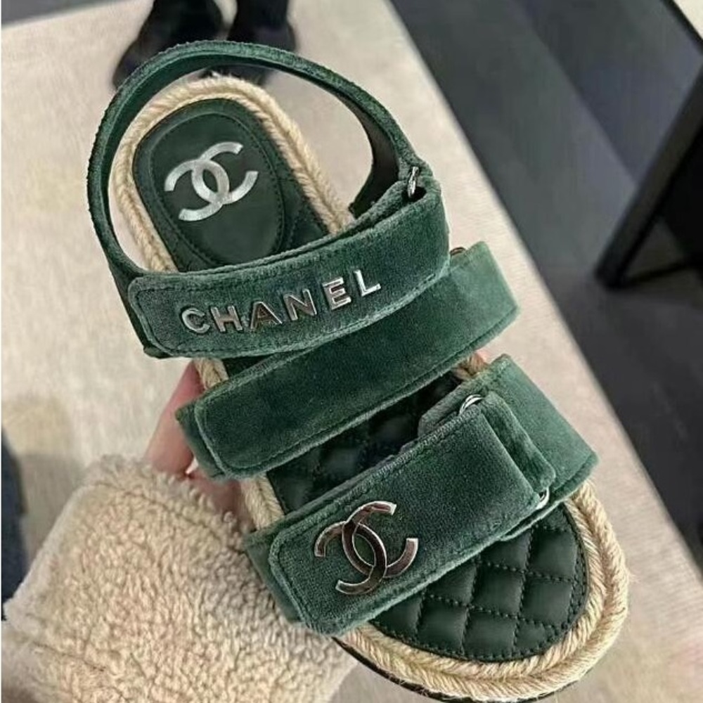 Dark green Chanel sandals